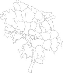Flat vector tree silhouette. Line art sketch of a tree. Vegetation illustration.