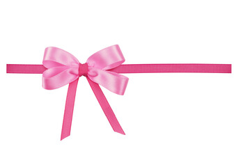 Pink satin ribbons with bow isolated on white
