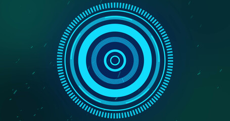 Image of processing circle over navy background with green dots