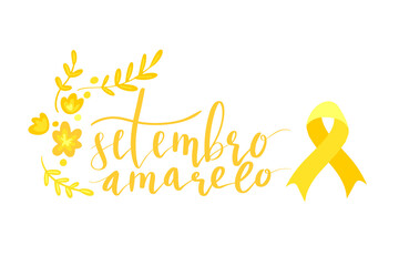Setembro Amarelo - Yellow Sempteber in Portuguese, Brazillian, suicide prevention month. Hand lettering vector illustration