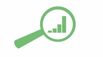 Vector Isolated Illustration of a Magnifying Glass With Bar Graph