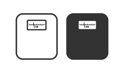 Scale icon. Vaga measuring device symbol. Sign weight control vector.