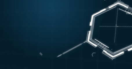 Image of chemical formula structures moving on blue background