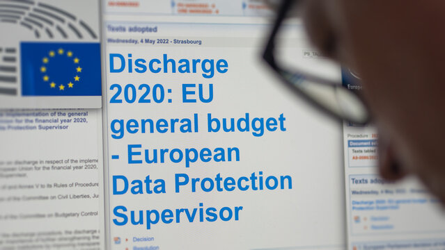 France, Strasbourg, May 4th 2022 : European Union adopts the text "EU general budget - European Data Protection Supervisor"