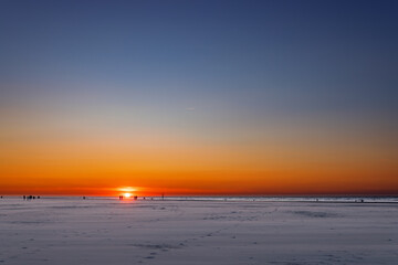 Obraz premium Sunset at the beach on Juist, East Frisian Islands, Germany.