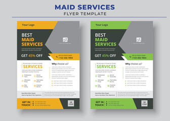 Best Maid Service poster, Maid Service Flyer Template, Housekeeping Services Flyer