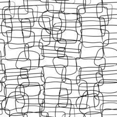 Seamless pattern from a hand-drawn rectangles. Black and white illustration.