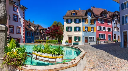 Türaufkleber Charming swiss town - romantic Laufenburg with colorful houses. Switzerland travel and beautifil places © Freesurf