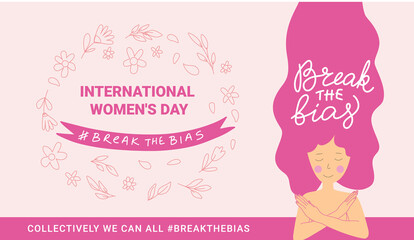 Horizontal Vector banner for International Womens Day Break the Bias