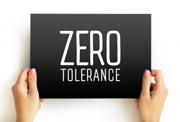 Zero Tolerance text on card, concept background