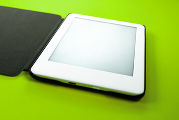 Ebook reader over yellow background