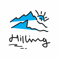 T-shirt design with hill and the sun symbol. Elegant for summer tees, t-shirt design, apparel, clothing company, fashion, outfit. 