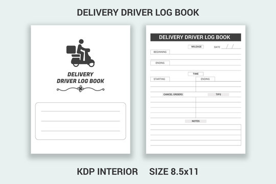 Delivery driver log book kdp interior , KDP interior journal, Home delivery service information tracker and order record journal template