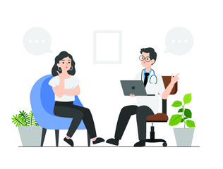 Illustration of a person consulting a psychiatrist-,people go see a psychiatrist