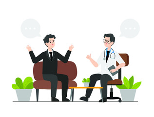 Illustration of a person consulting a psychiatrist-,people go see a psychiatrist