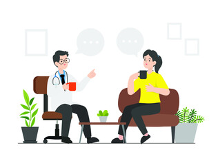 Illustration of a person consulting a psychiatrist-,people go see a psychiatrist
