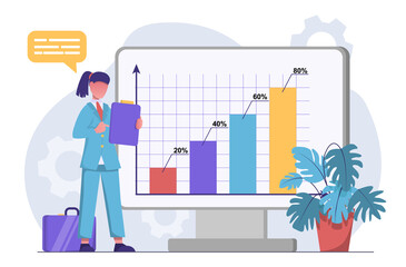 Business analytics. A woman businessman conducts business analytics