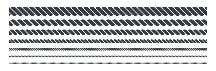 Rope symbol. Different thickness ropes set for decoration. Vector isolated on white.  © Віталій Баріда