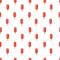 Seamless pattern with cartoon ice-creams on white background 