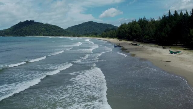 Aerial view of Pasie Jantang beach, Aceh, Indonesia.