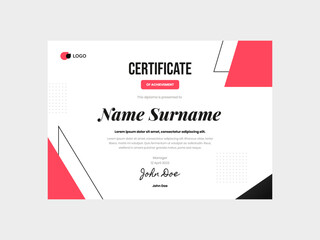 Modern certificate template for business featuring a sleek design with a prominent red line accent. The template is minimalist yet elegant, exuding a sense of professionalism and sophistication. 