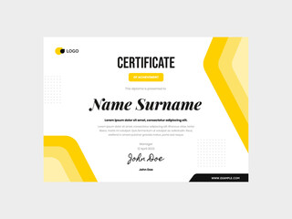 Modern Yellow Certificate Template with Clean and Sleek Design, Editable Text, and Easily Customizable Layout for Professional Recognition and Achievement Awards