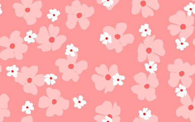 Floral seamless with hand drawn color flowers. Cute summer background. Modern floral compositions. Fashion vector stock illustration for wallpaper, posters, card, fabric, textile