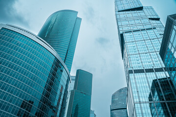 Fragment of a complex of high-rise office buildings. High quality photo