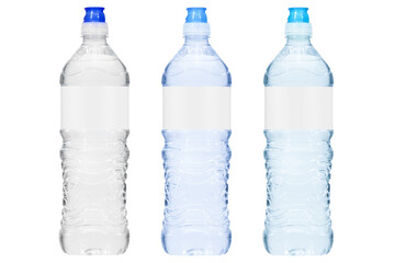 Collection of water bottle isolated on white background