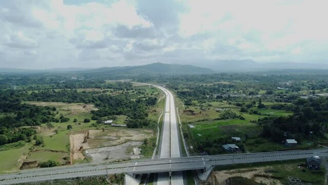 Aerial view of Sigli Banda Aceh (Sibanceh) Toll Road, Aceh, Indonesia.