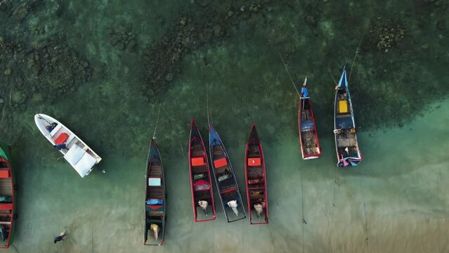 Aerial view of fishing boats.