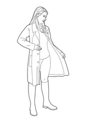 Drawing of a woman in a winter coat