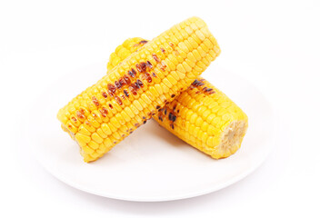 Grilled corn on a white background