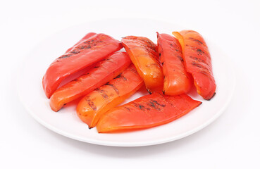 Roasted bell peppers on a white background