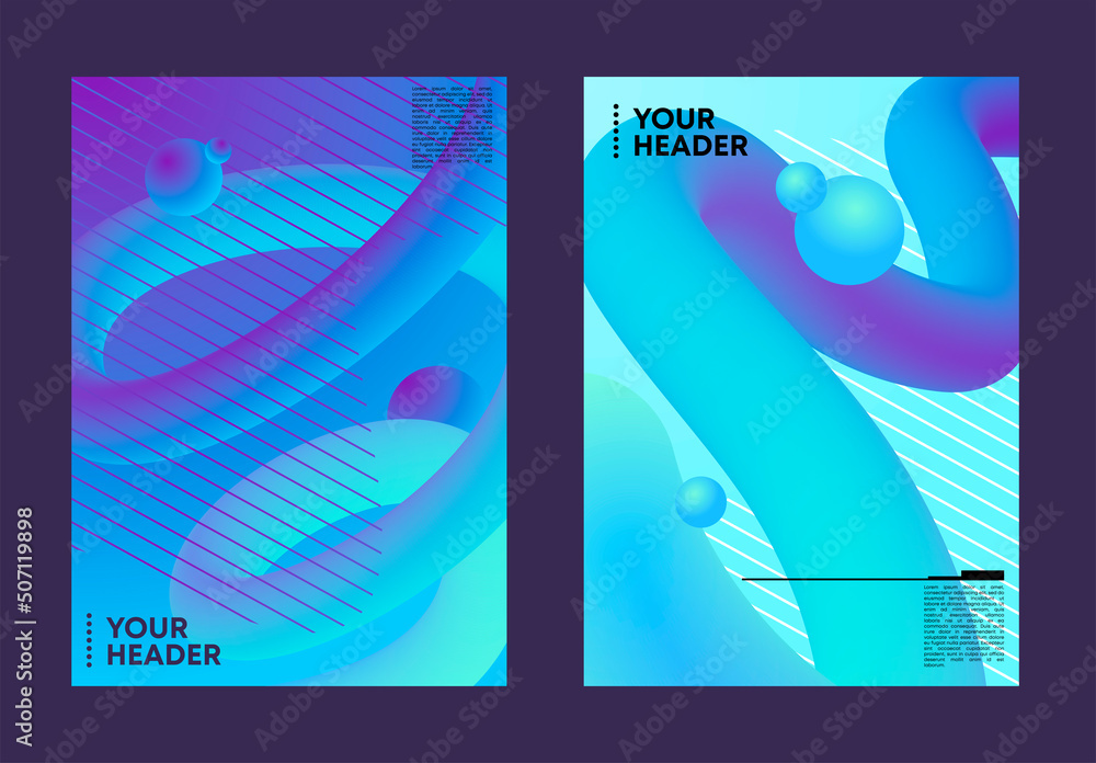 Poster vector illustration of abstract vertical poster template with 3d gradient lines and geometric shapes