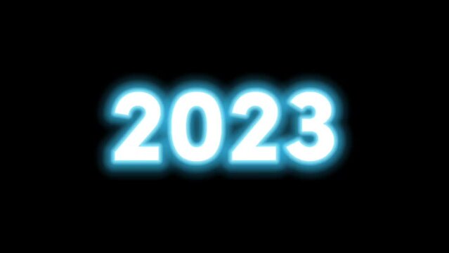2023 neon animation.  New Year Celebration Theme.  Duration 10 seconds.