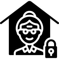 Elderly Woman Self isolation Icon