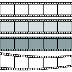 Set of frames of film strip or photographic film. Vector illustration isolated on transparent background