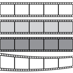 Set of frames of film strip or photographic film. Vector illustration isolated on transparent background