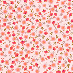 Vector ditsy flowers seamless pattern background. Perfect for fabric, scrapbooking, wallpaper projects