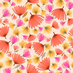 Vector garden flowers seamless pattern background. Perfect for fabric, scrapbooking, wallpaper projects