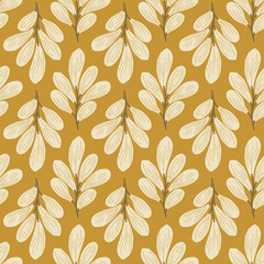 Vector boho leaves seamless pattern background. Perfect for fabric, scrapbooking, wallpaper projects