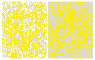 Simple Hand Drawn Irregular Geometric Vector Patterns. Yellow Brush Stains on a White and Light Gray Background. Infantile Style Abstract Doodle Vector Print ideal for Fabric,Textile. Cool Pattern.