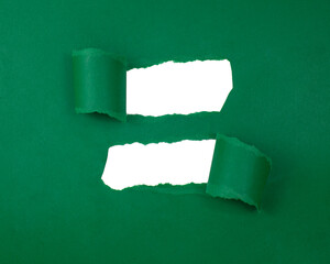 Green torn paper hole space for text background