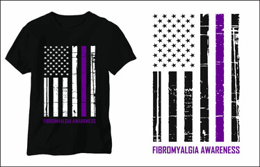 Fibromyalgia Awareness American Flag T Shirt