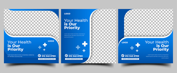 Set of Medical social media post template design