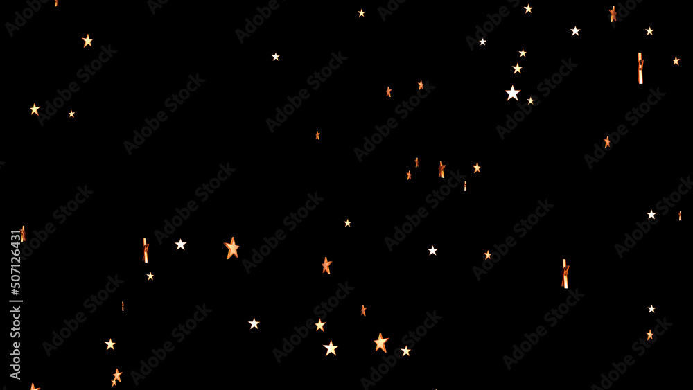 Poster an abstract parade of sparkling stars with colorful lights in virtual outer space. 4k. 3d. isolated 