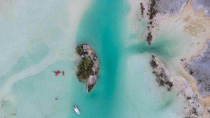 Bacalar lagoon in Mexico, beautiful piers and clear water