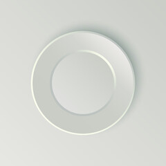 Empty white plate isolated on white background. Vector illustration.