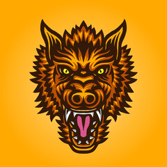 angry wolf illustration